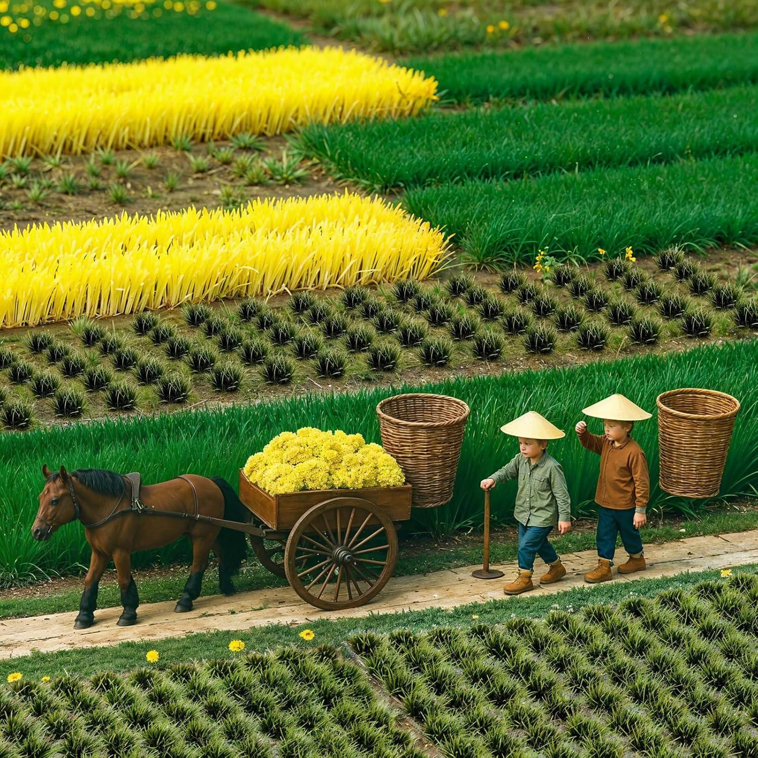 Grupo de Hierba Estática Artificial QfwdfcTrenz 2 Pcs Verde Marrón