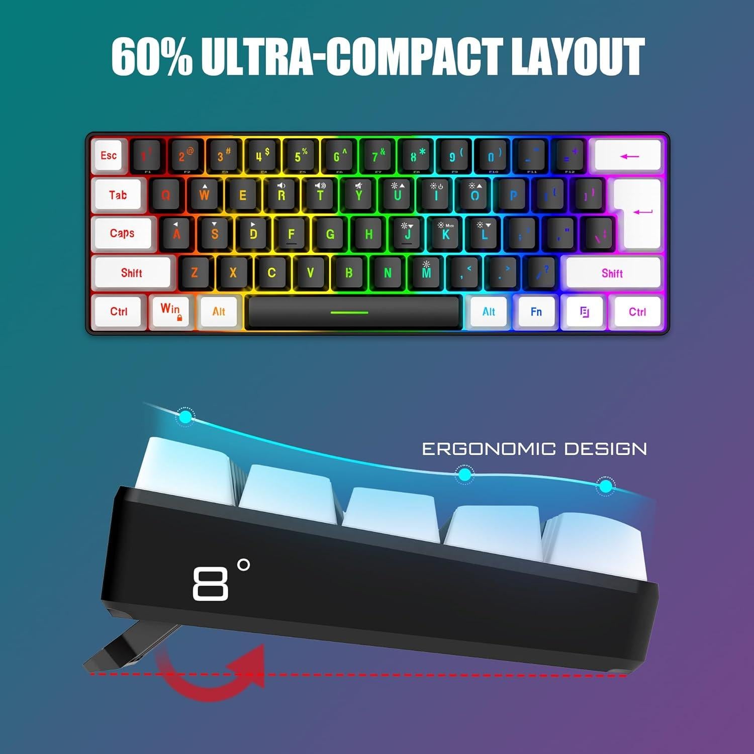 Combo Teclado y Ratón Gaming RedThunder K62 RGB 61 Teclas
