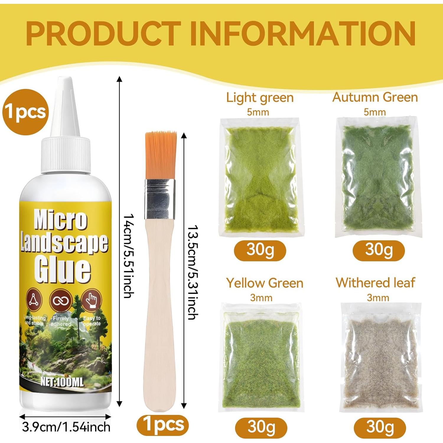 Kit de Paisaje en Miniatura JAOJAO - 100ml Pegamento + 120g Césped Estático