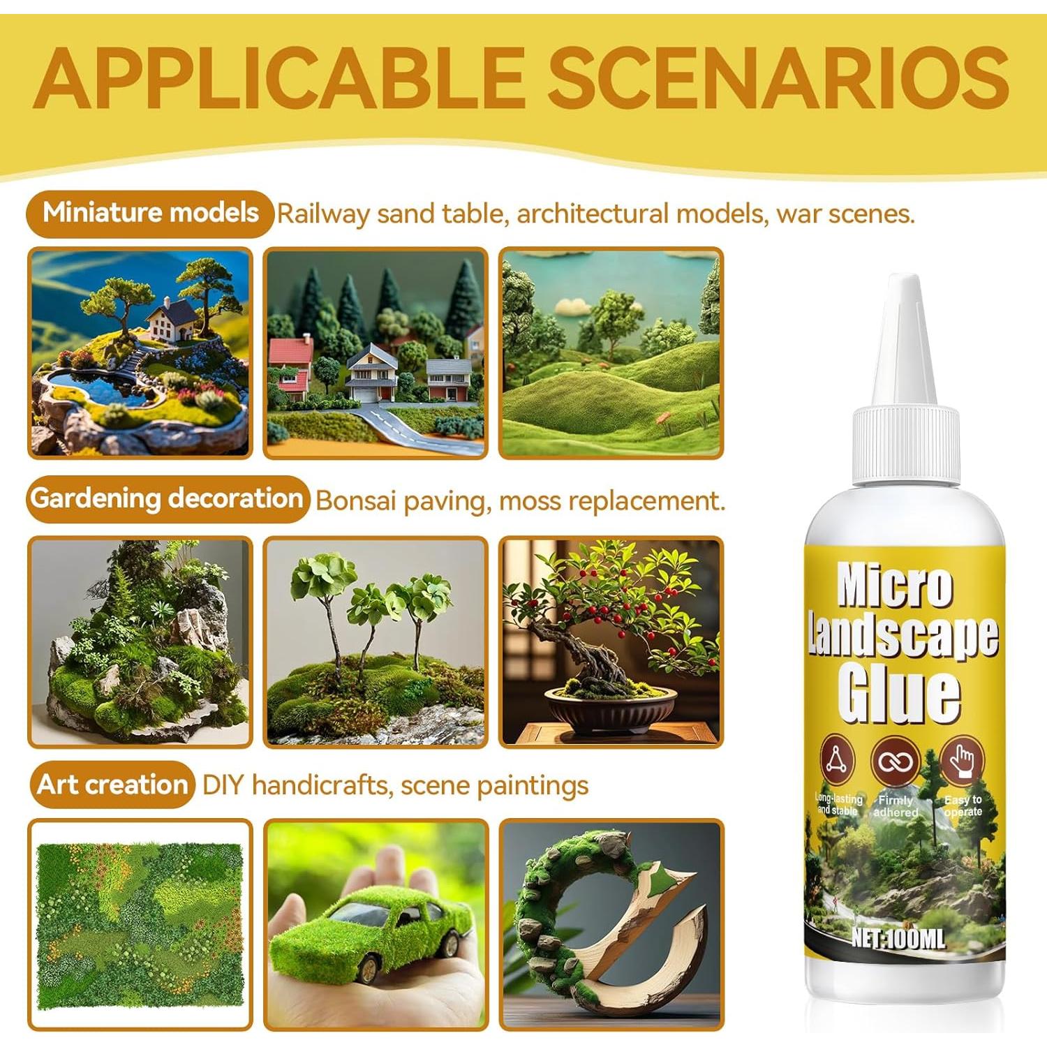 Kit de Paisaje en Miniatura JAOJAO - 100ml Pegamento + 120g Césped Estático