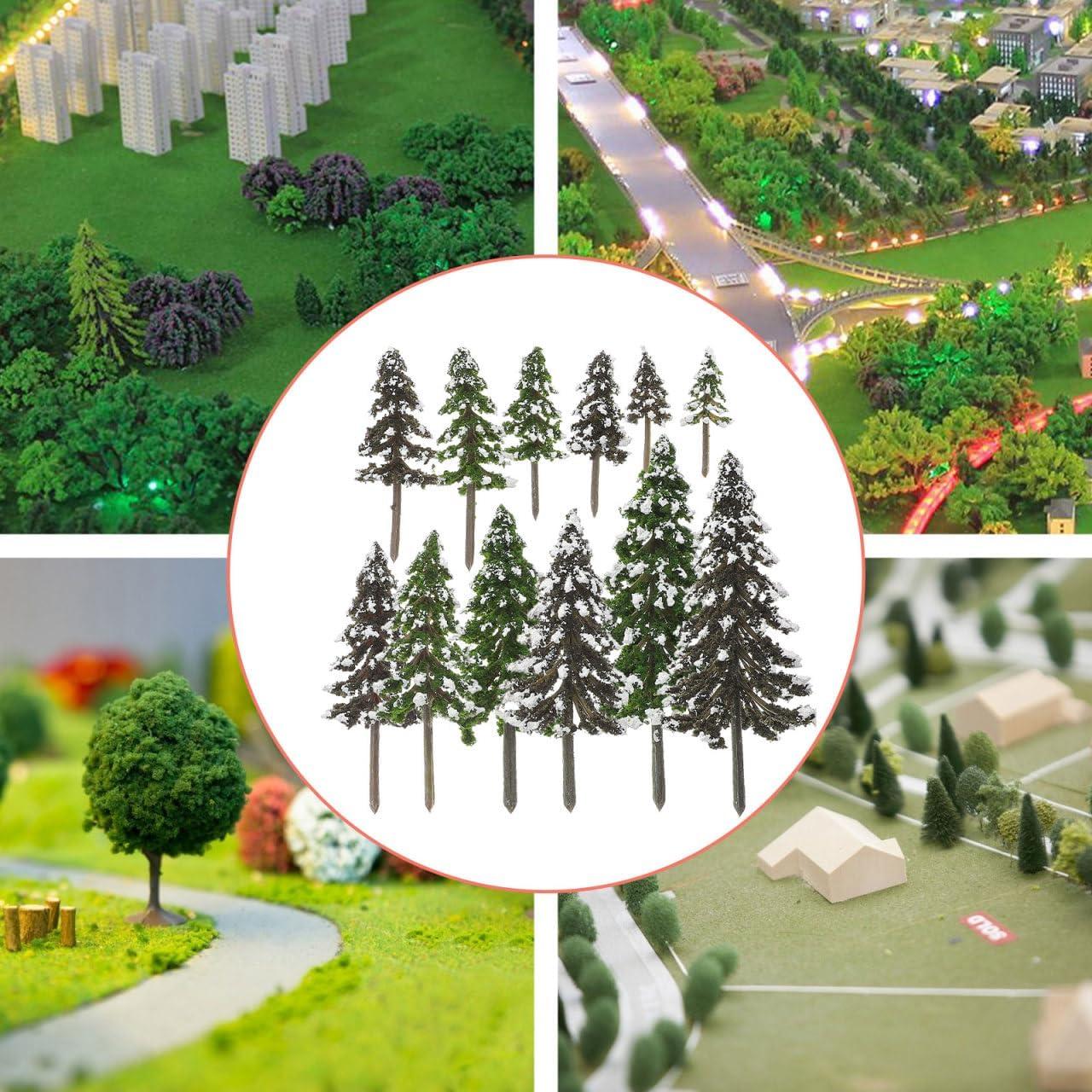 12 Mini Árboles de Pino Falsos para Diorama y Manualidades