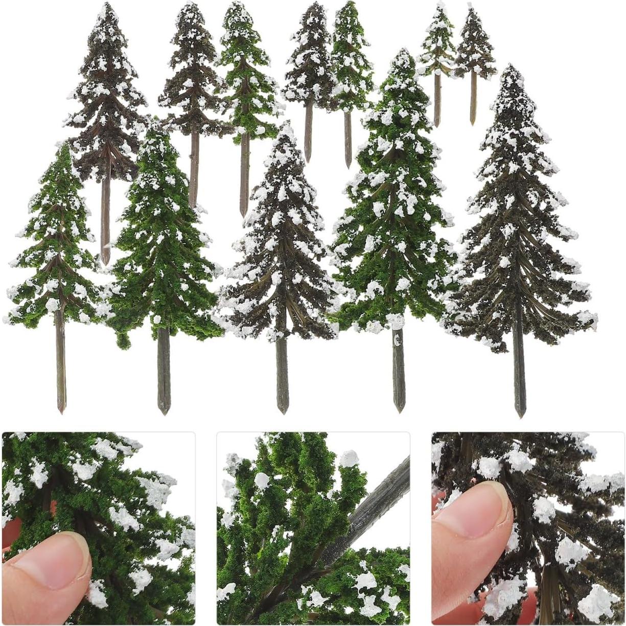 12 Mini Árboles de Pino Falsos para Diorama y Manualidades