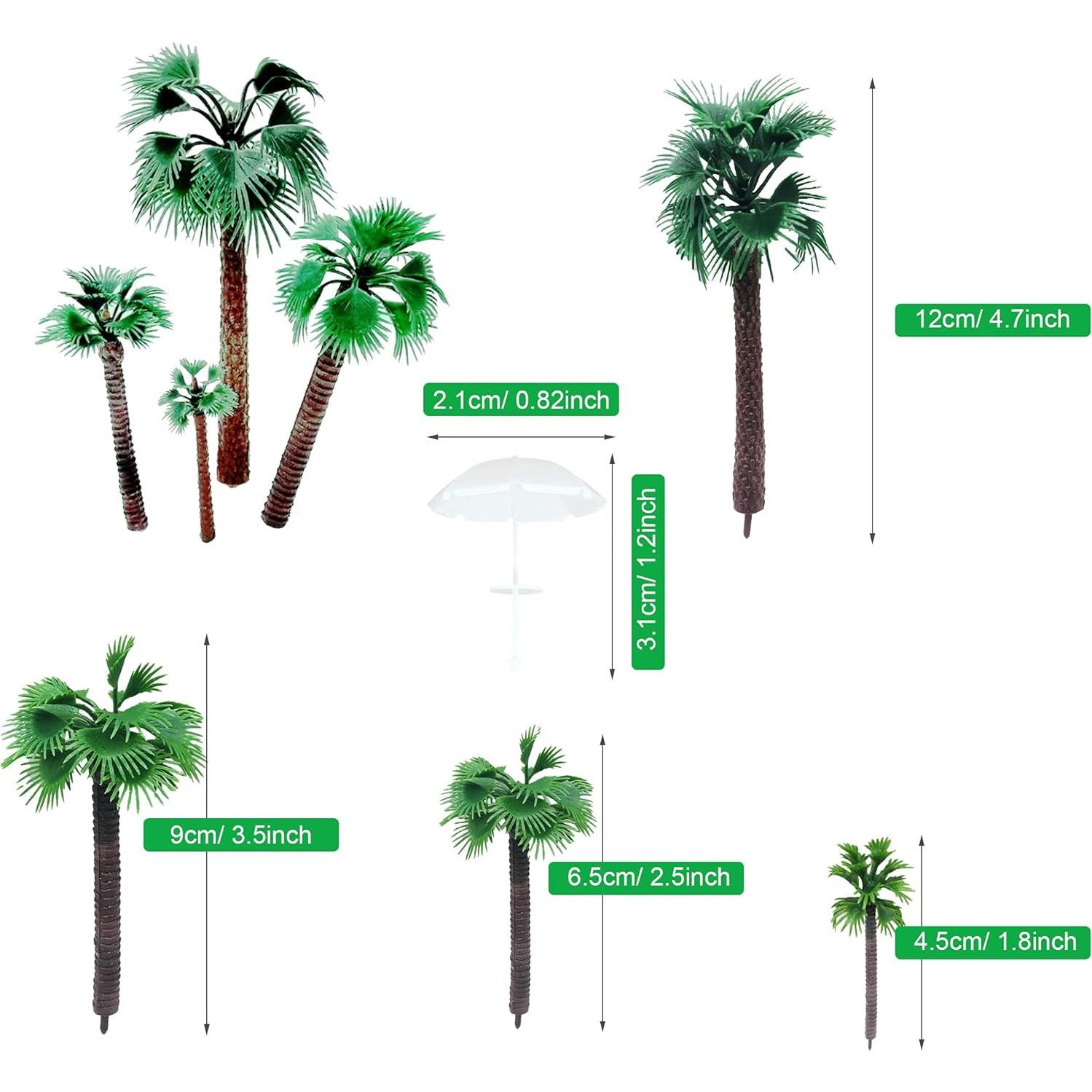Woohome 44 PCS Árboles de Coco y Mini Paraguas para Diorama
