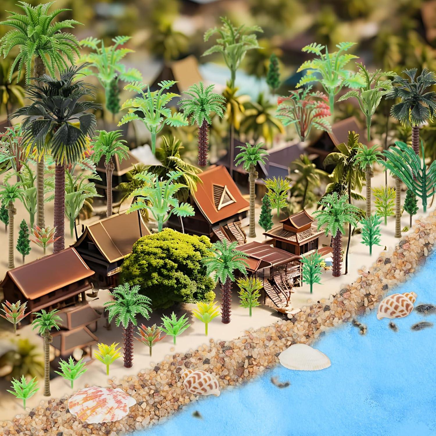 50PCS Miniaturas Palmeras y Árboles de Coco para DIY