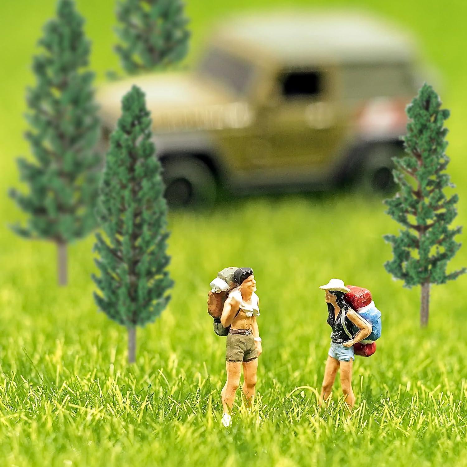 16 Mini Árboles de Pino Verde Gtziqa para Diorama 3.5-16 cm