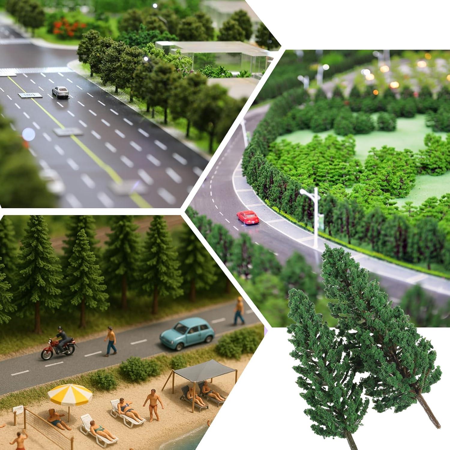 16 Mini Árboles de Pino Verde Gtziqa para Diorama 3.5-16 cm