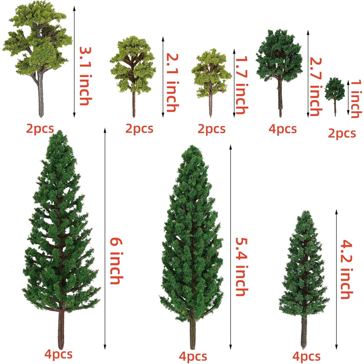 24 Árboles Artificiales Miniatura Jiebor para Diorama y Jardín
