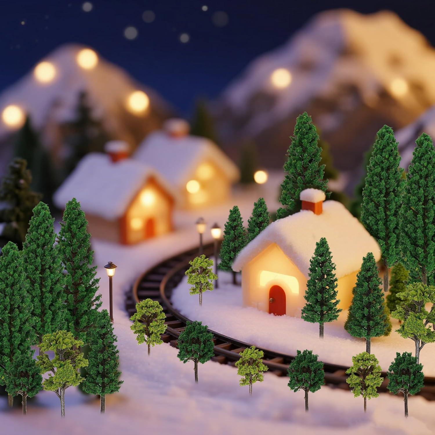 24 Árboles Artificiales Miniatura Jiebor para Diorama y Jardín