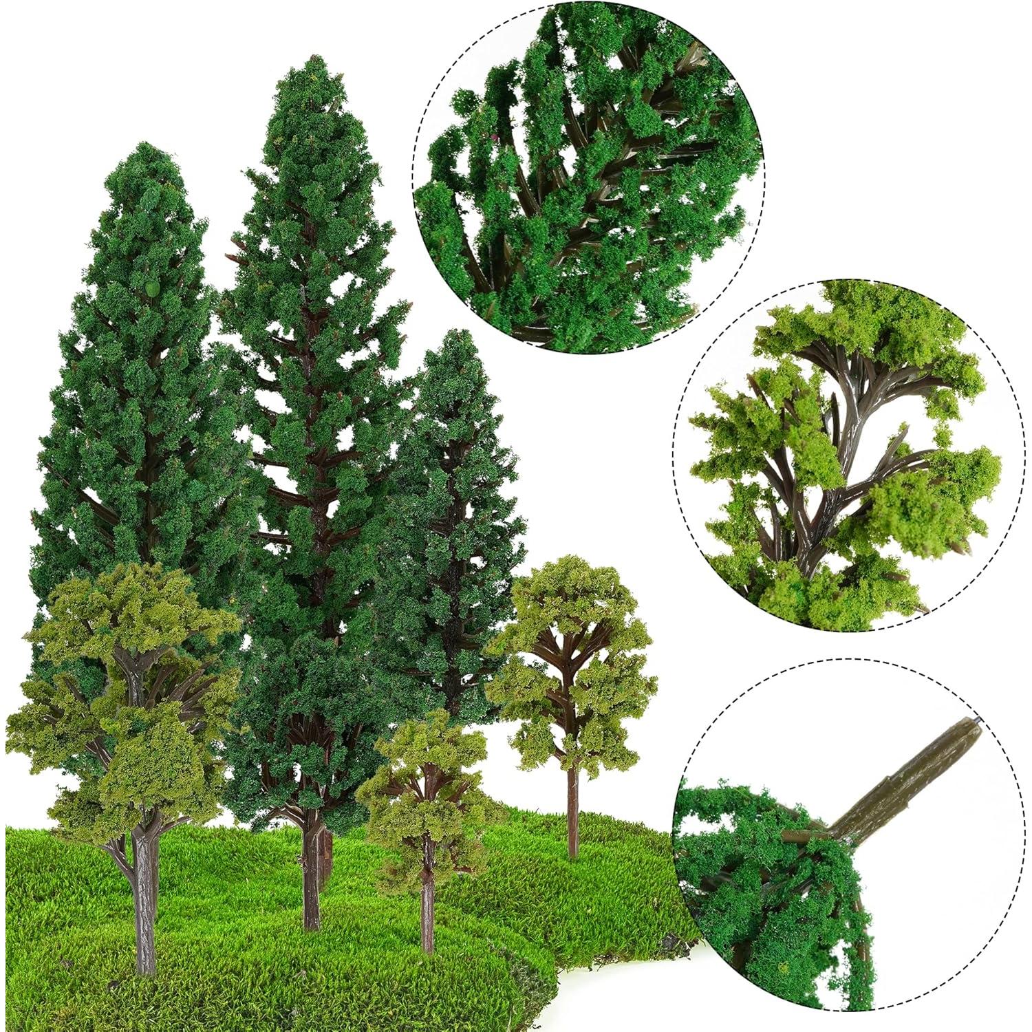 24 Árboles Artificiales Miniatura Jiebor para Diorama y Jardín