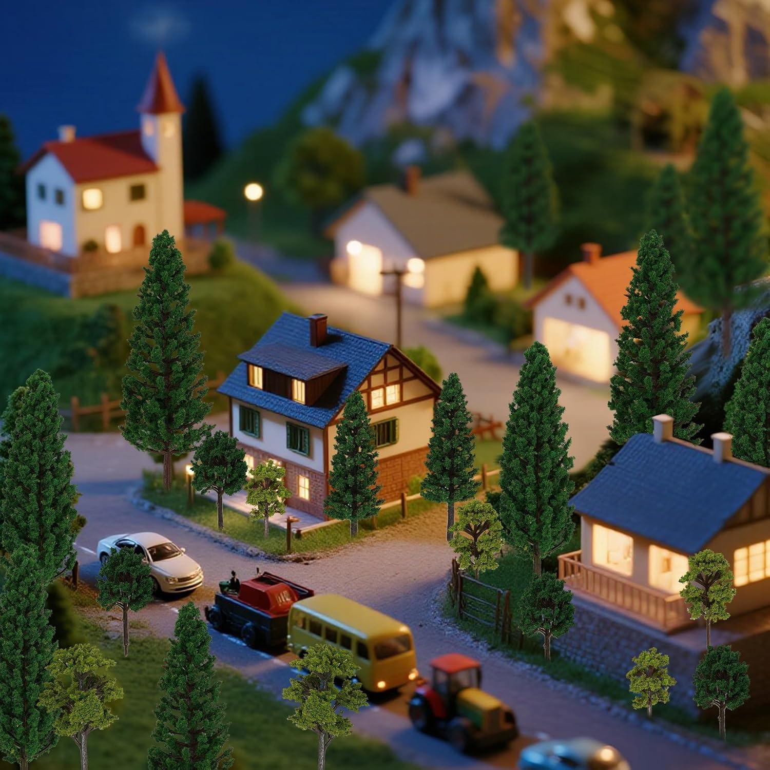 24 Árboles Artificiales Miniatura Jiebor para Diorama y Jardín