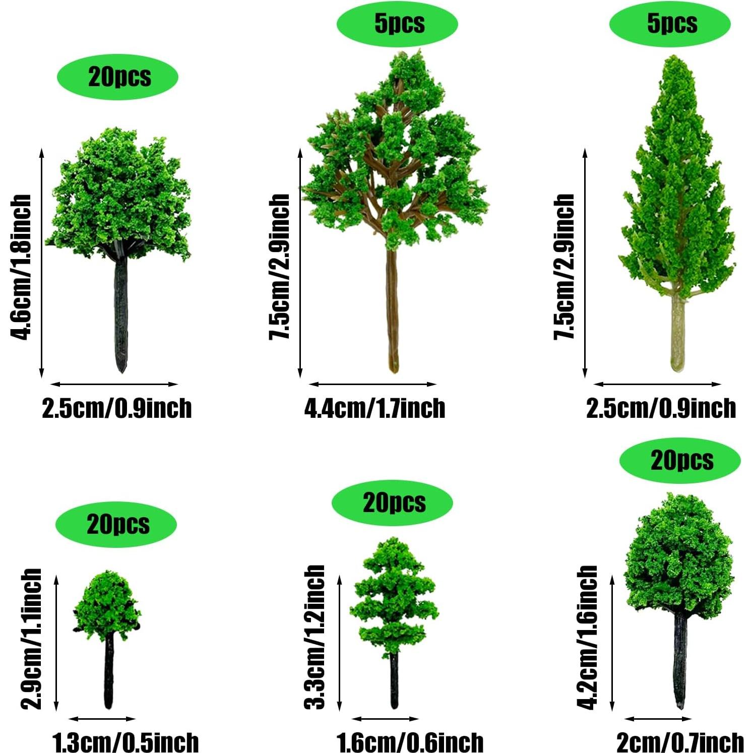 Cayway 90 PCS Árboles Miniatura Mezclados para Modelismo DIY