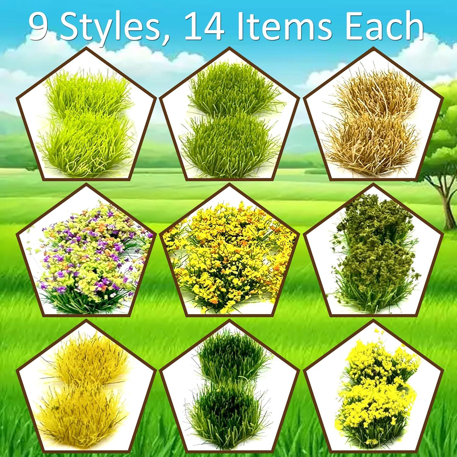 Kit de 126 Tufts de Hierba Estática SOXUI para Dioramas