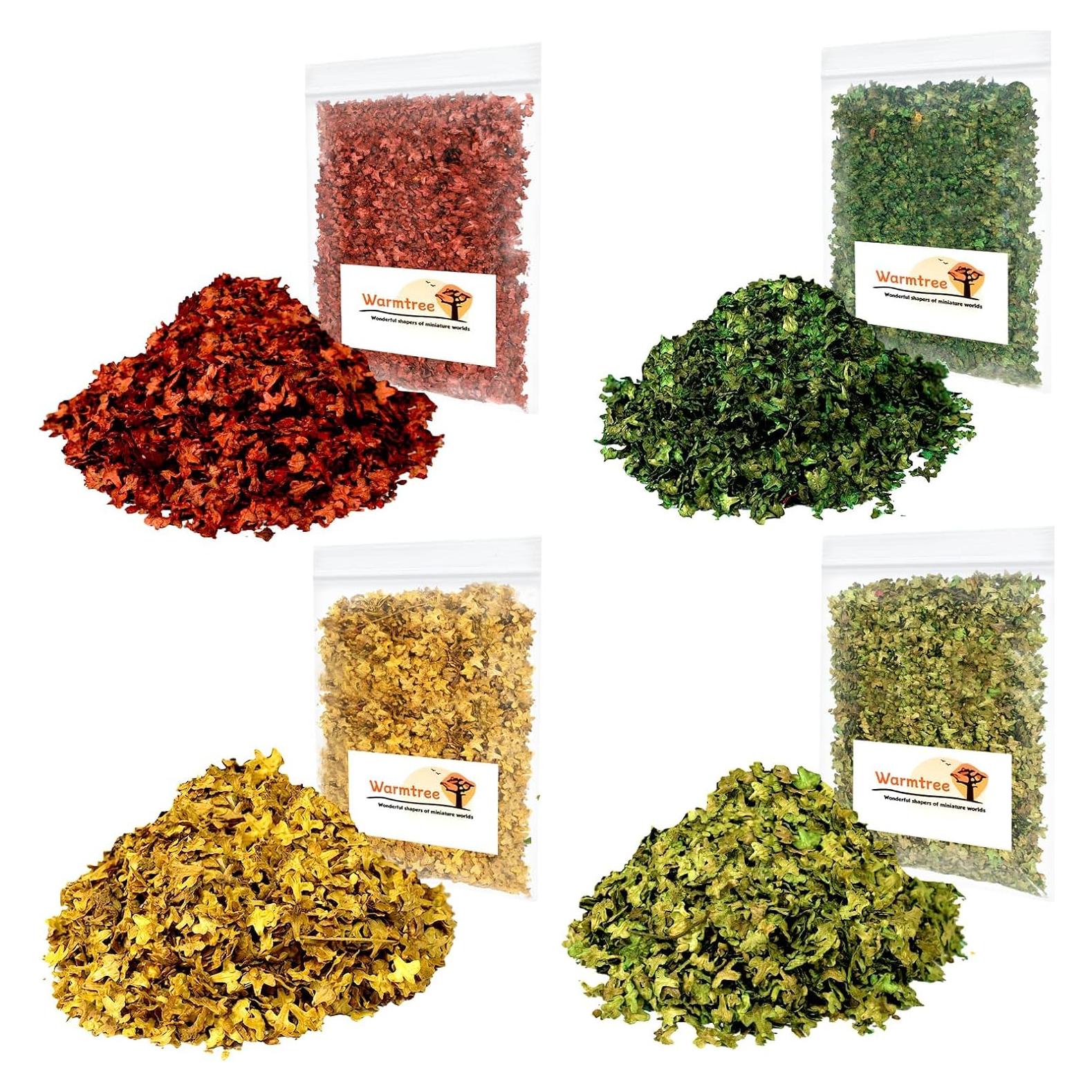 Set de 4 Hojas Miniatura Realistas Warmtree para Dioramas
