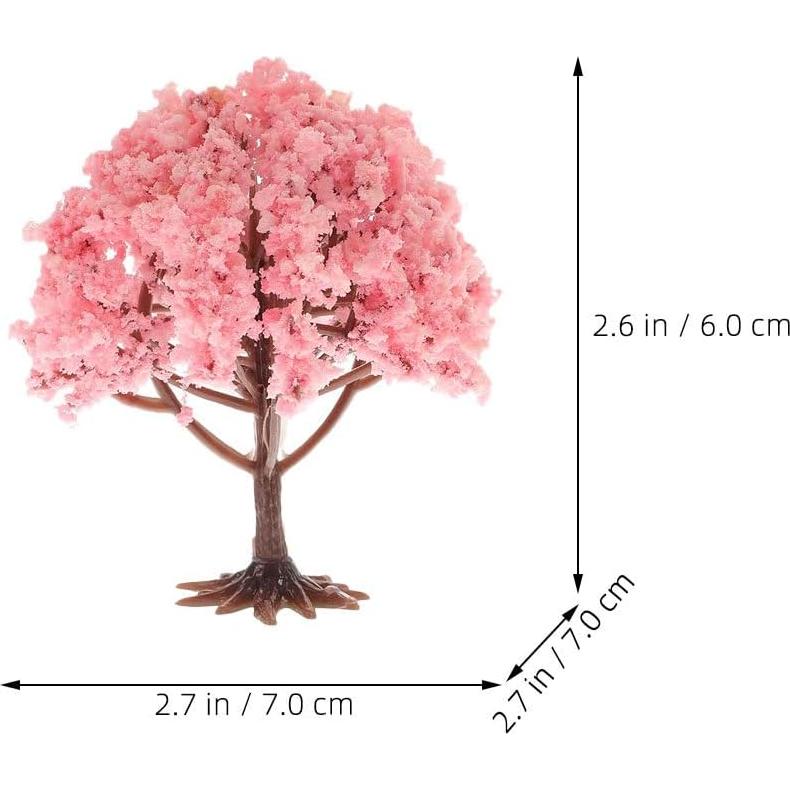 10 Árboles Miniatura Rosados para Dioramas y Escenografía