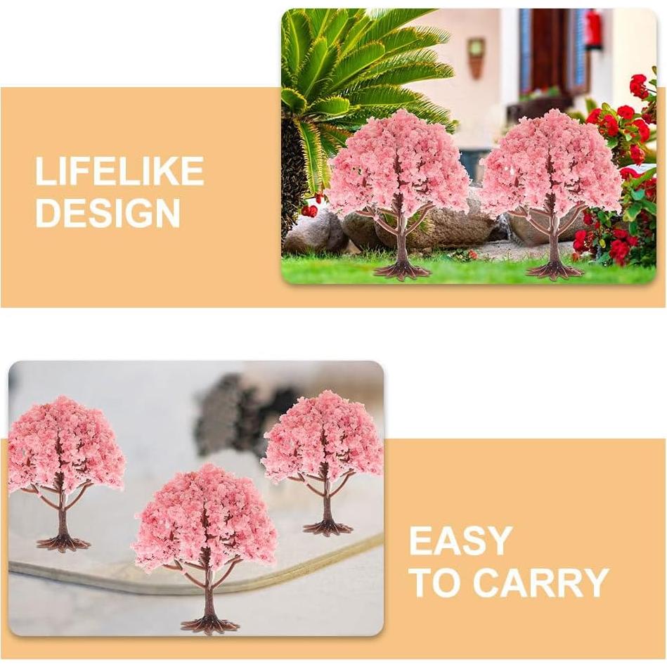 10 Árboles Miniatura Rosados para Dioramas y Escenografía