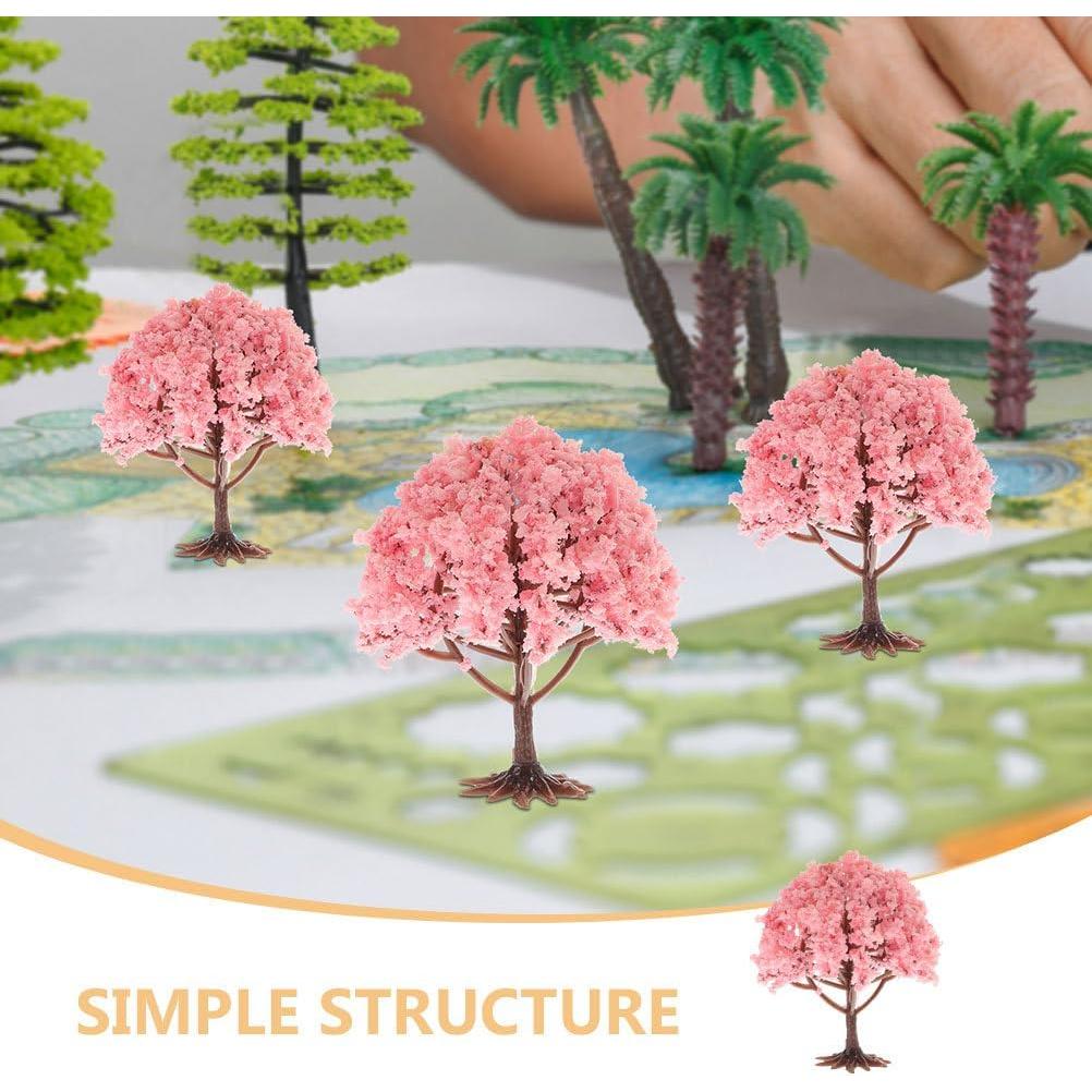 10 Árboles Miniatura Rosados para Dioramas y Escenografía
