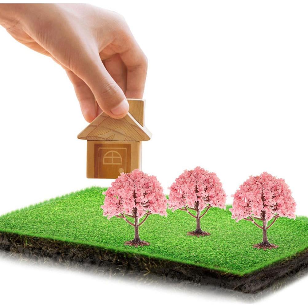 10 Árboles Miniatura Rosados para Dioramas y Escenografía
