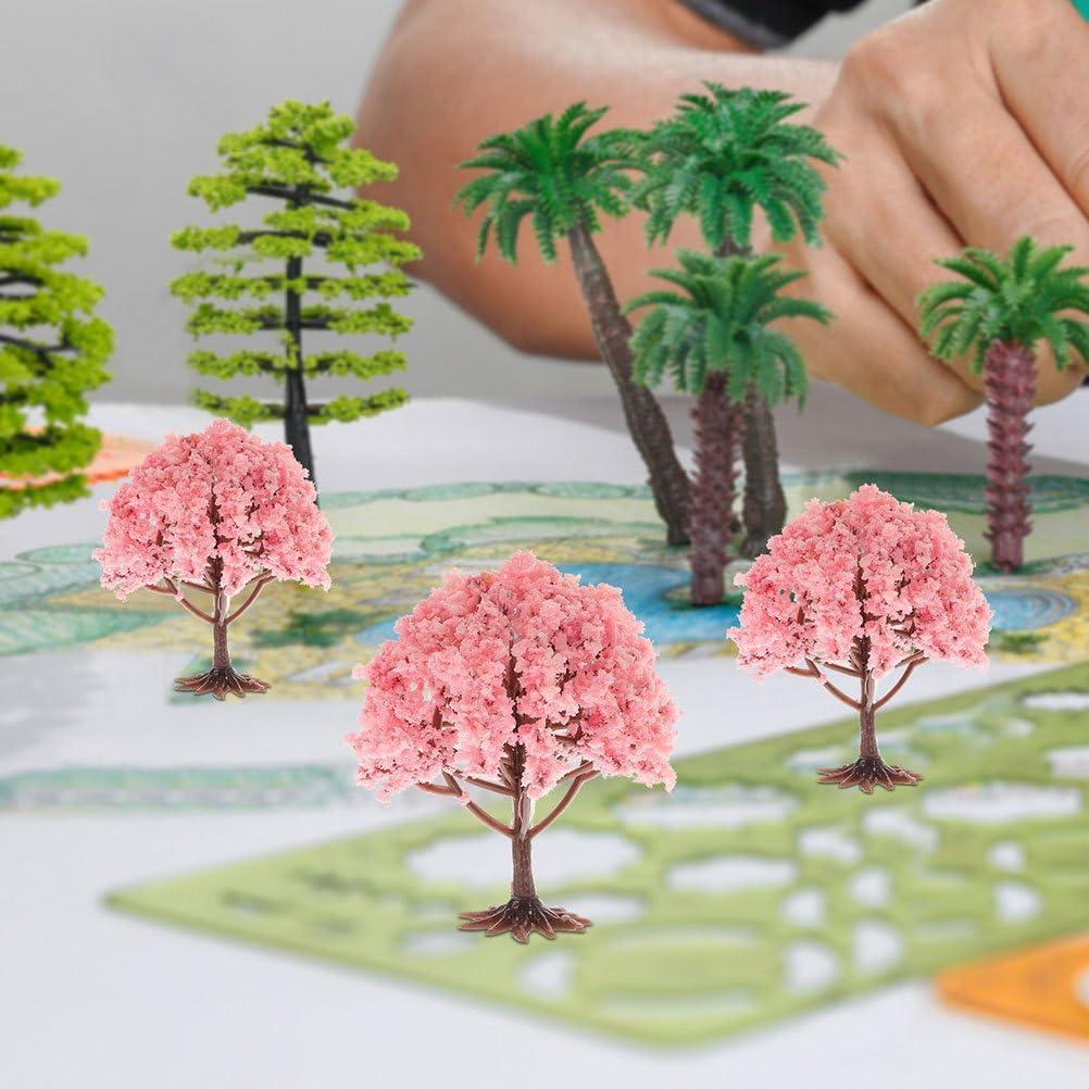 10 Árboles Miniatura Rosados para Dioramas y Escenografía