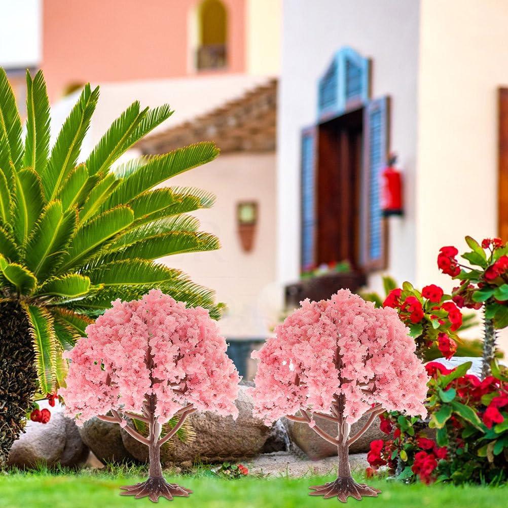 10 Árboles Miniatura Rosados para Dioramas y Escenografía