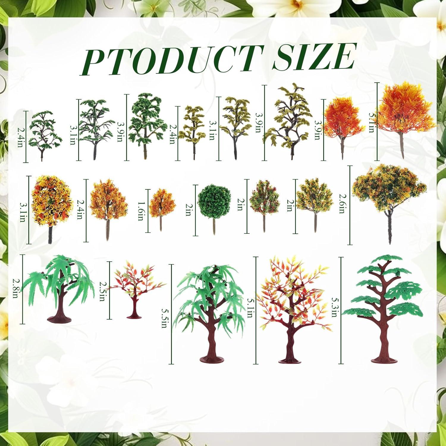 28 Árboles Miniatura Canlierr para Diorama con Hojarasca Falsa