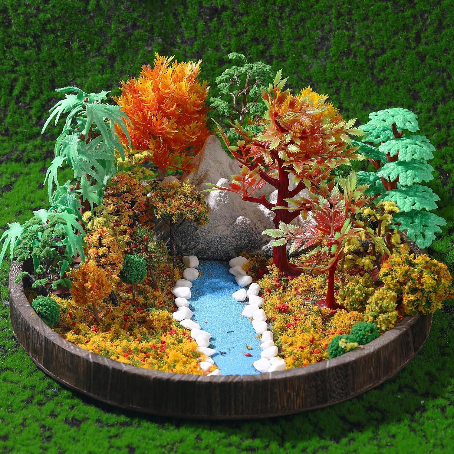 28 Árboles Miniatura Canlierr para Diorama con Hojarasca Falsa
