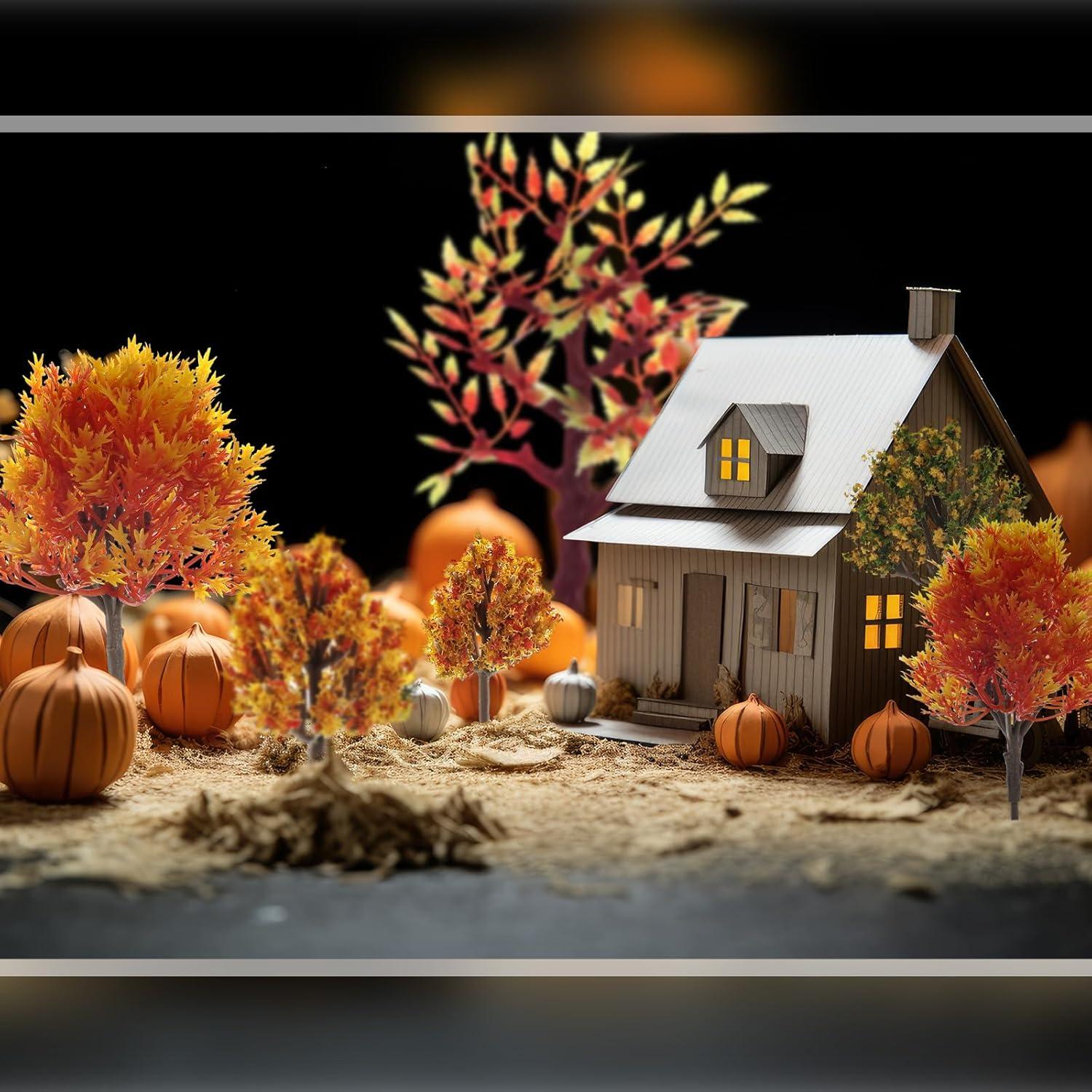 28 Árboles Miniatura Canlierr para Diorama con Hojarasca Falsa