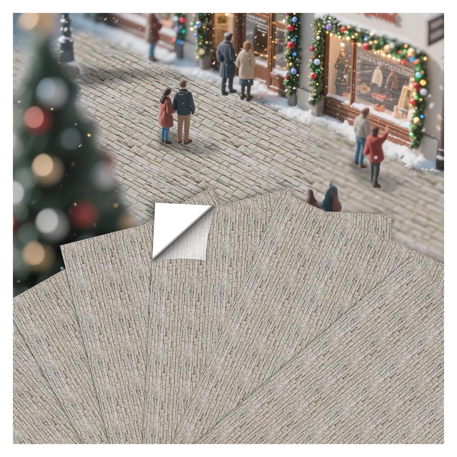 6 Pcs Alfombrillas de Pueblo Warmtree Ladrillo Gris Autoadhesivas