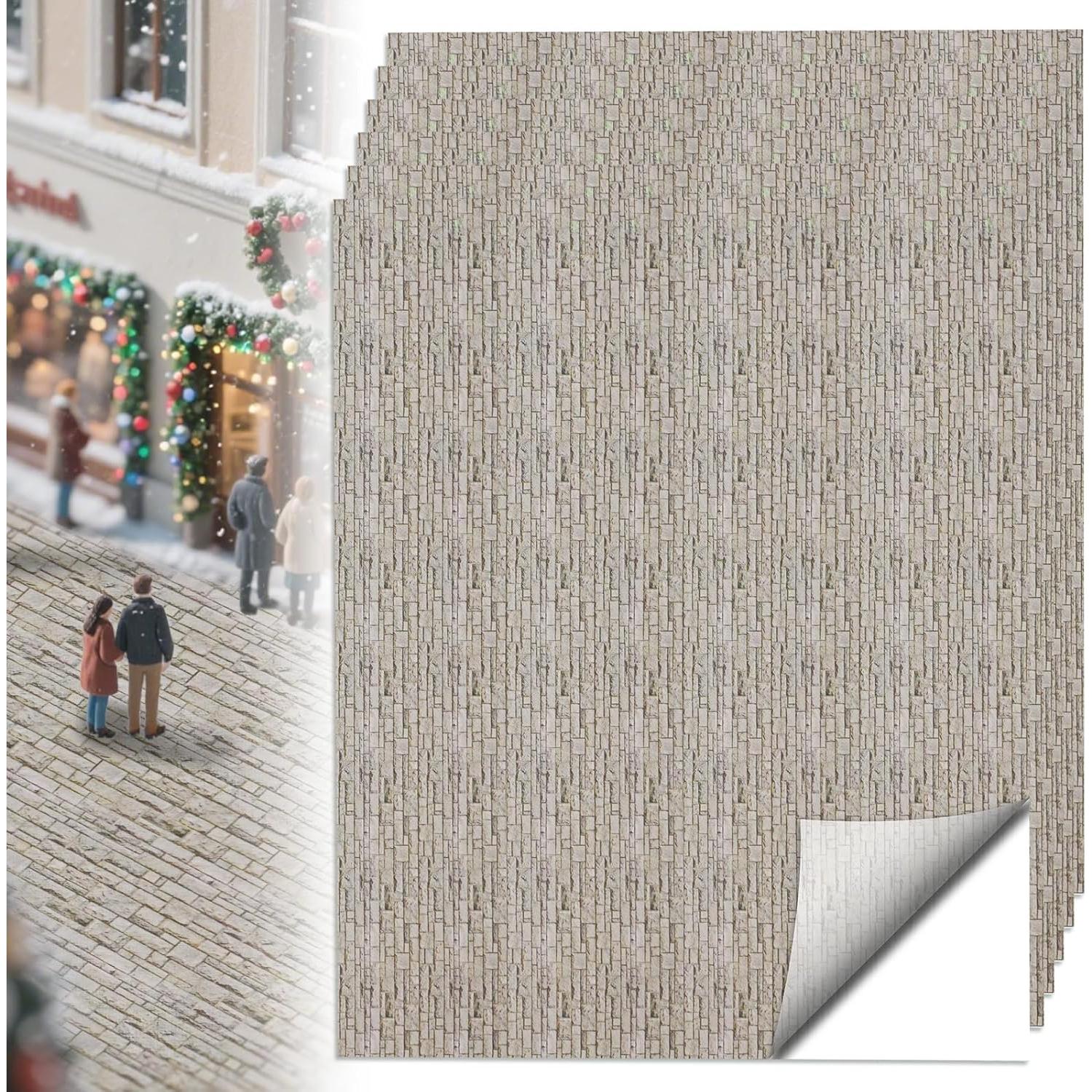 6 Pcs Alfombrillas de Pueblo Warmtree Ladrillo Gris Autoadhesivas