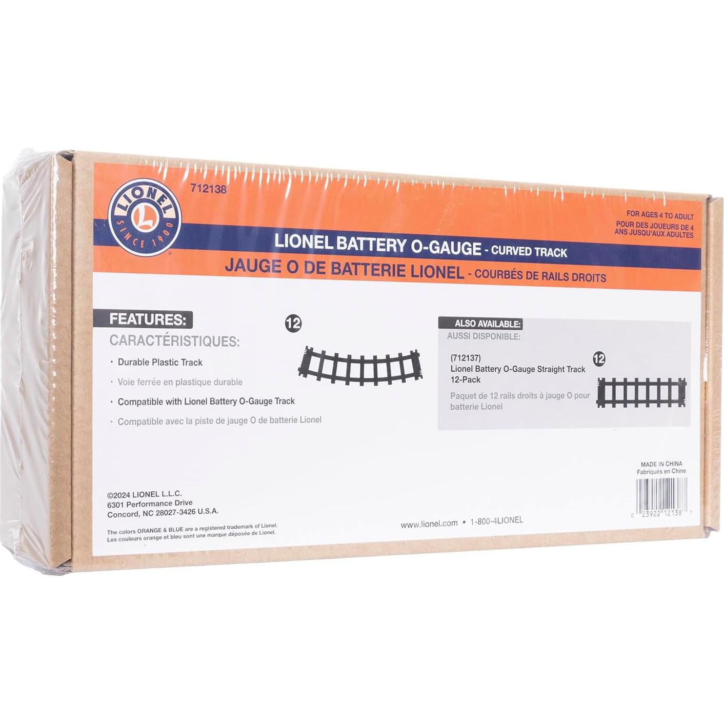 Paquete de Pista Curvada de Plástico Negro Lionel Gauge O 12 Piezas