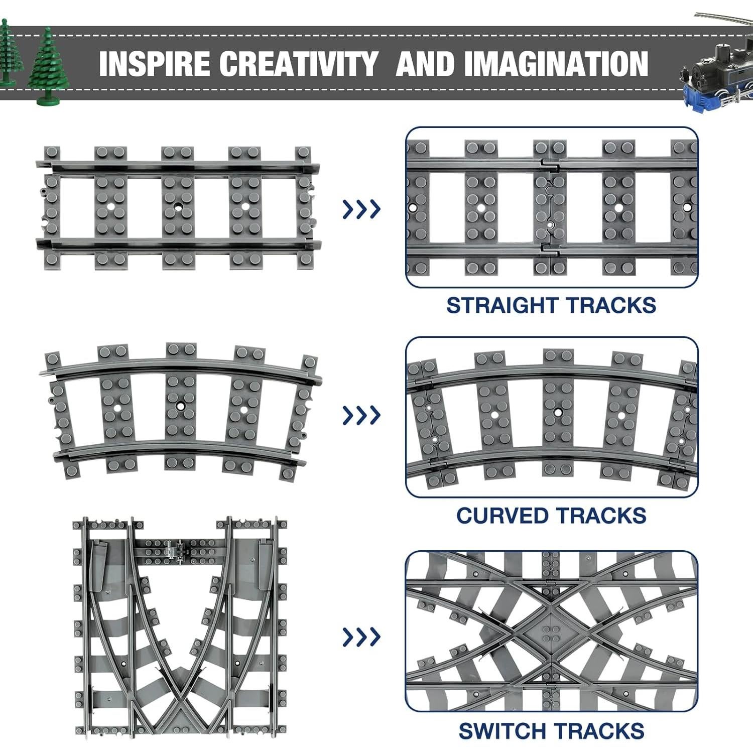 Pistas de Tren Mannidoo 54 Piezas ABS - Curvas y Rectas