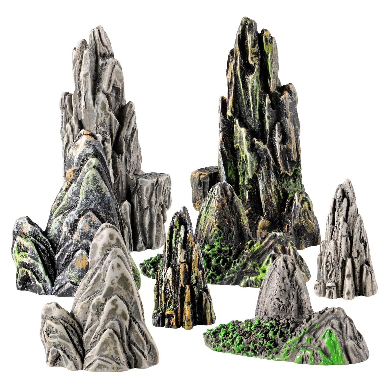 Adornos de Roca de Resina Amosfun para Jardín y Acuario - 8 Piezas