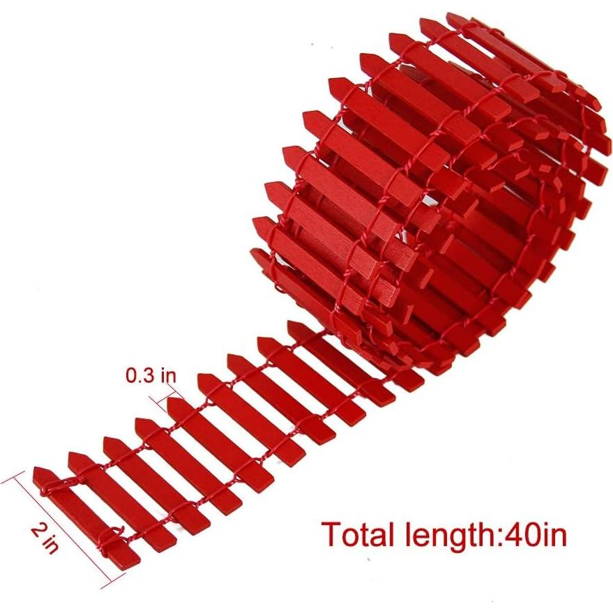Valla Miniatura de Madera Prsildan 100 cm Roja para Hadas