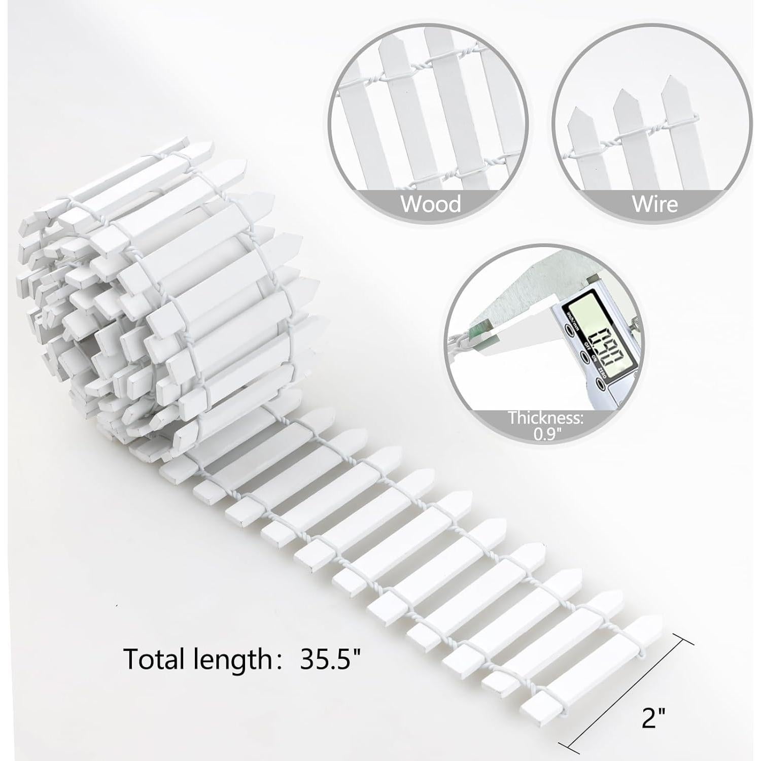 Mini Valla de Jardín de Hadas HOSEASCA 90.17x5.08 cm Blanca