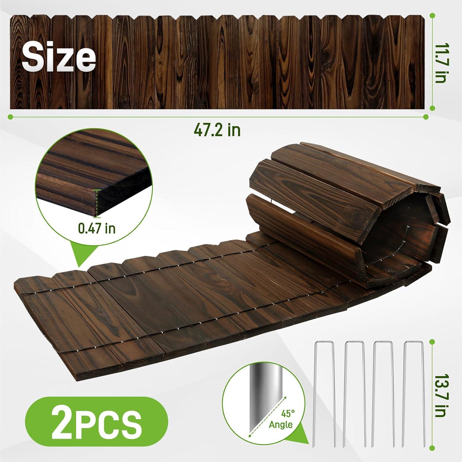Borde de Jardín de Madera 30 cm H x 119.4 cm L - 2 Paquetes
