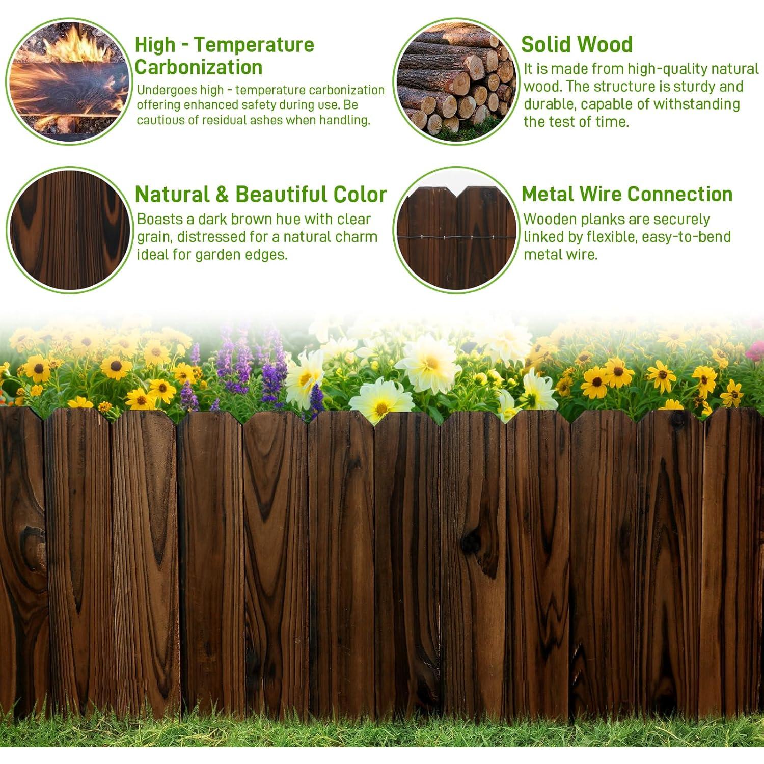 Borde de Jardín de Madera 30 cm H x 119.4 cm L - 2 Paquetes