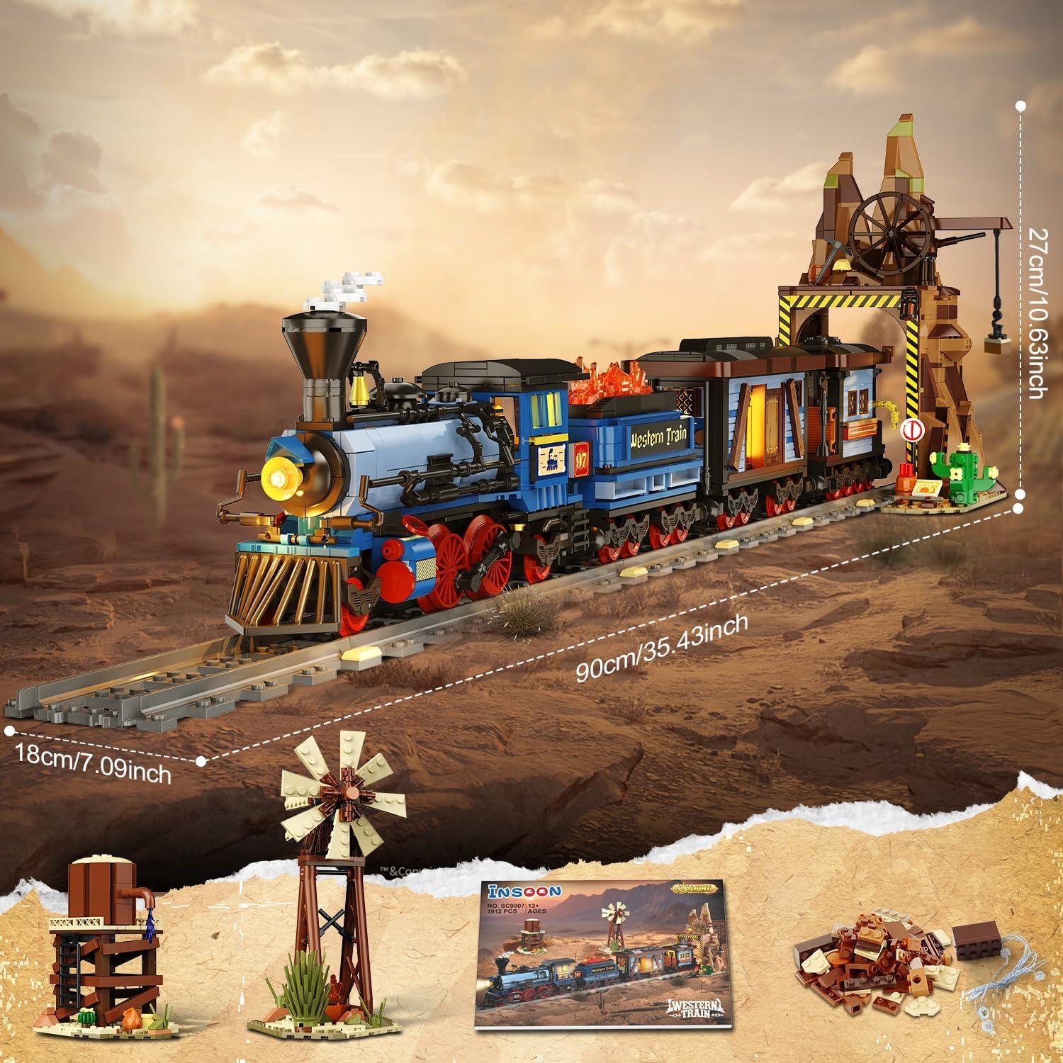 Juego de Construcción de Tren del Oeste INSOON 1912 PZS LED