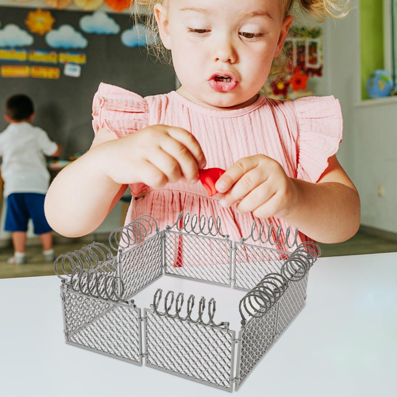 Juego de Cercas Miniatura DIY VICASKY - Plástico Gris Claro 19x19x8.7cm