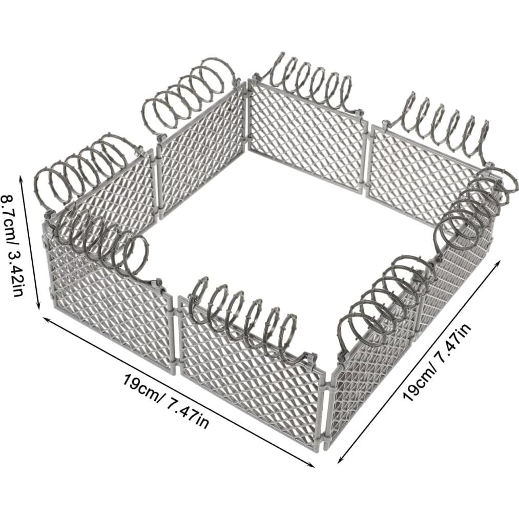 Juego de Cercas Miniatura DIY VICASKY - Plástico Gris Claro 19x19x8.7cm