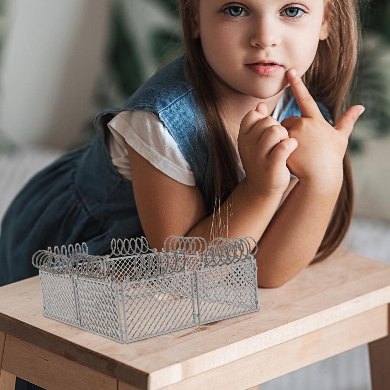 Juego de Cercas Miniatura DIY VICASKY - Plástico Gris Claro 19x19x8.7cm