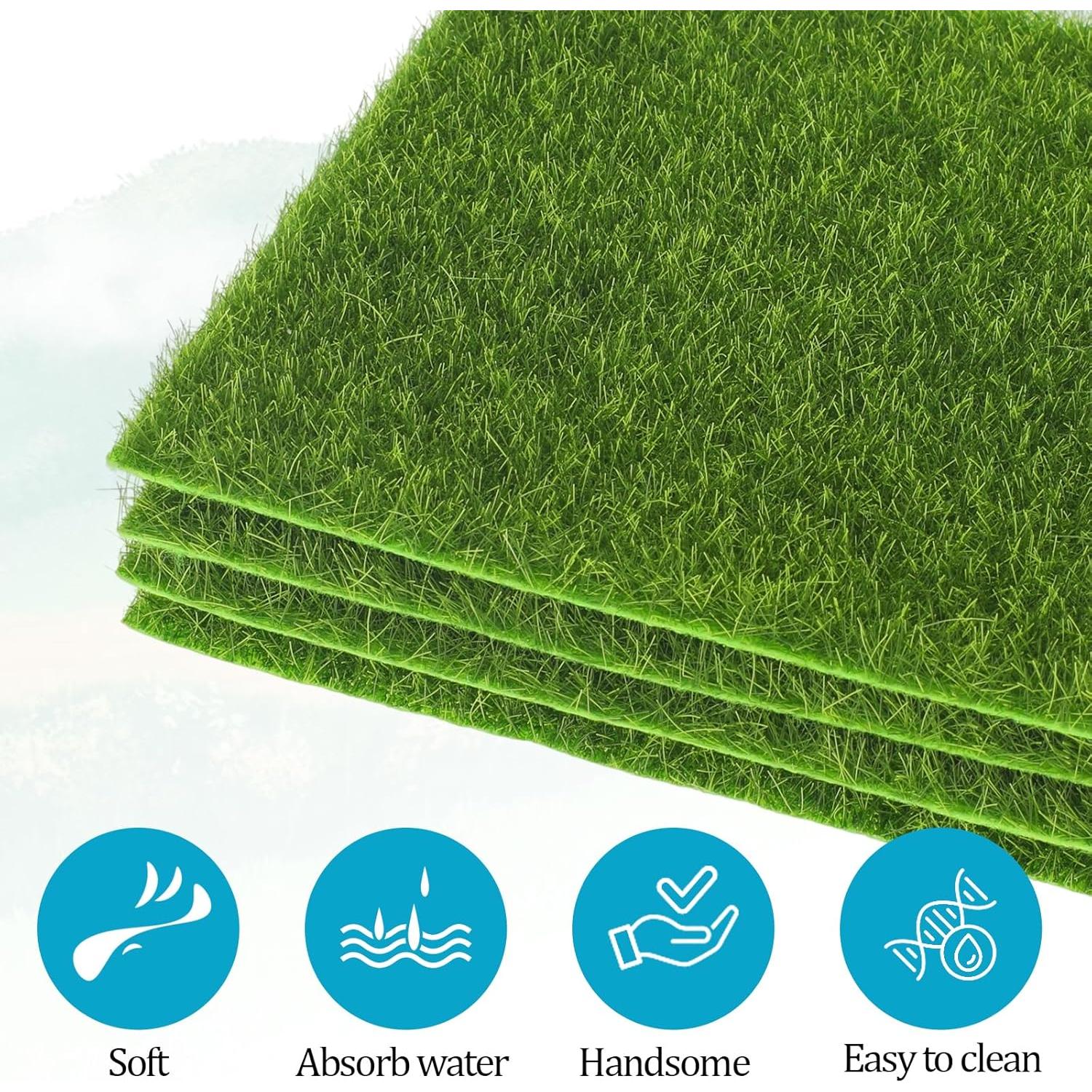 Alfombra de Césped Artificial Giantree 4 Pcs 15x15cm con Cercas