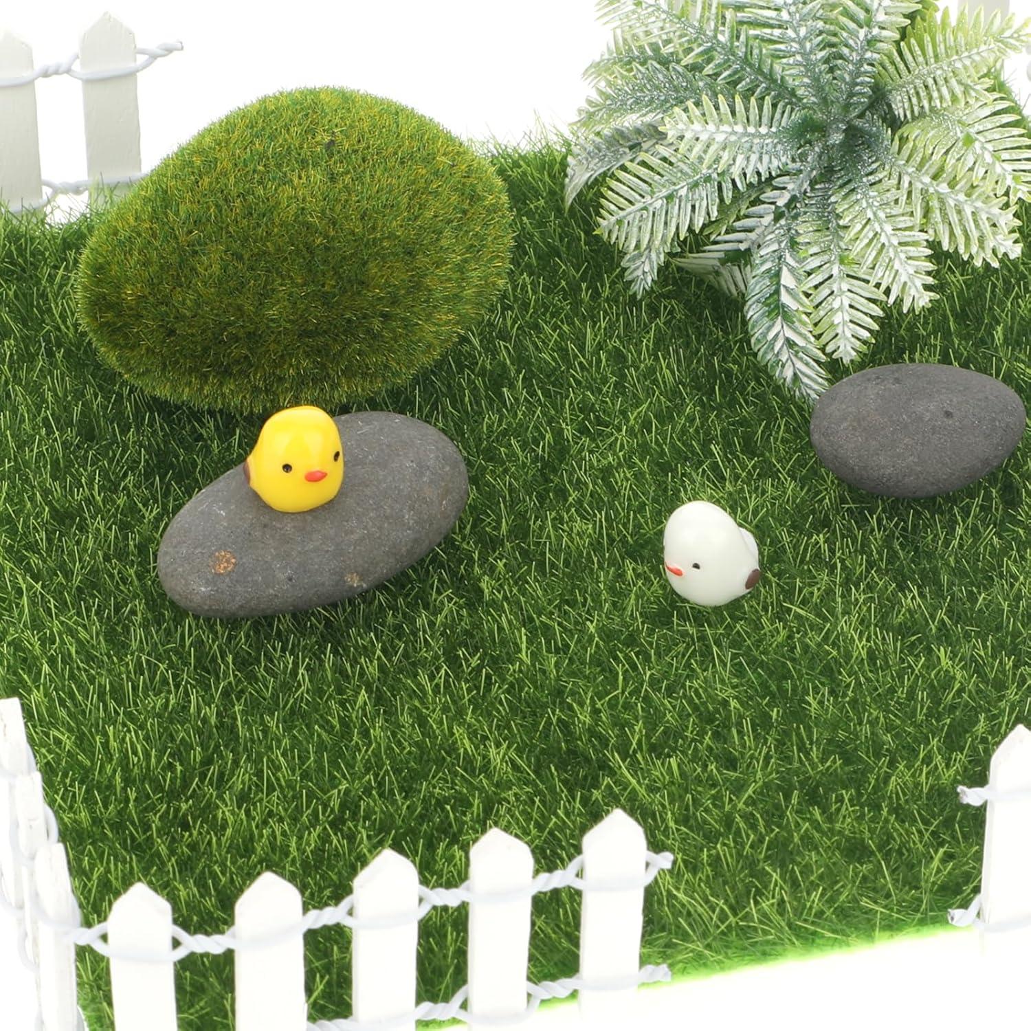 Alfombra de Césped Artificial Giantree 4 Pcs 15x15cm con Cercas