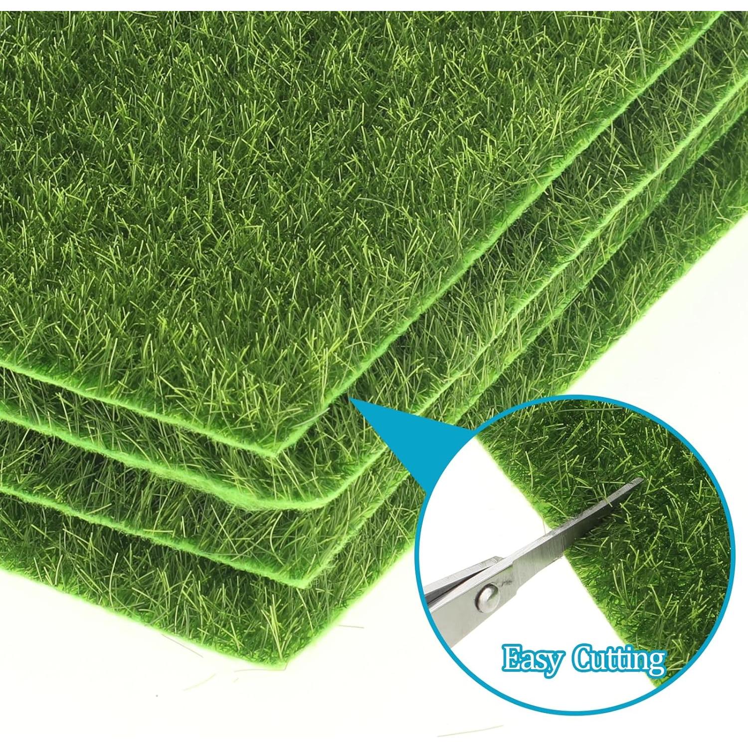 Alfombra de Césped Artificial Giantree 4 Pcs 15x15cm con Cercas