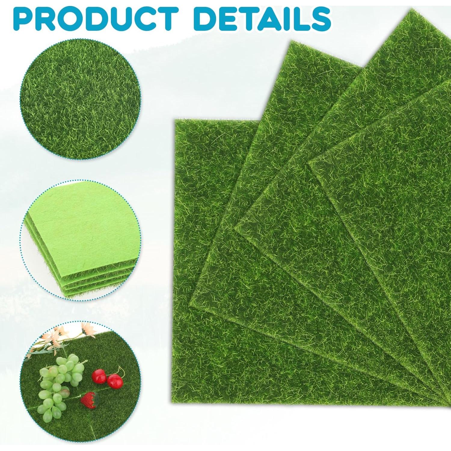 Alfombra de Césped Artificial Giantree 4 Pcs 15x15cm con Cercas