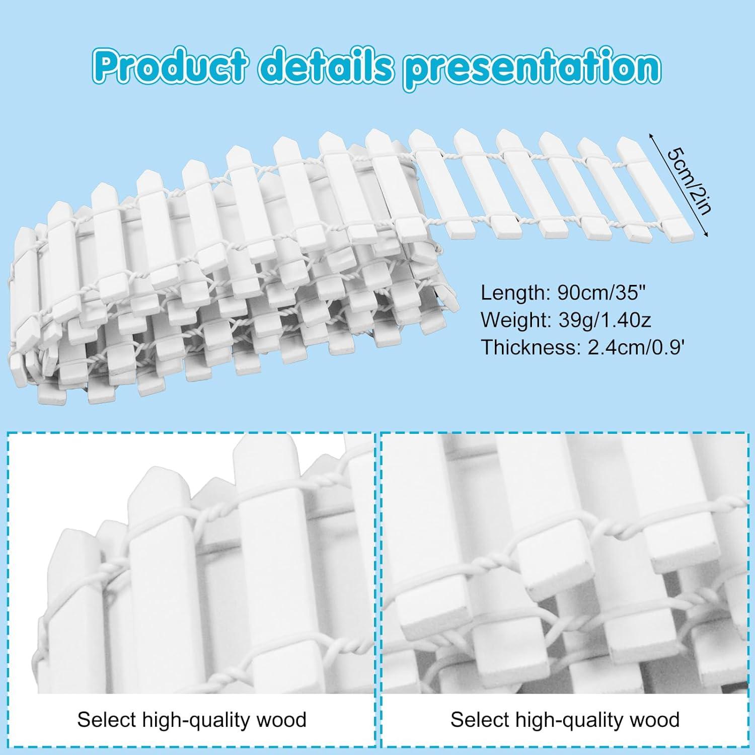Mini Cerca de Jardín de Hadas Blanca GAQWOK 90 cm Decorativa