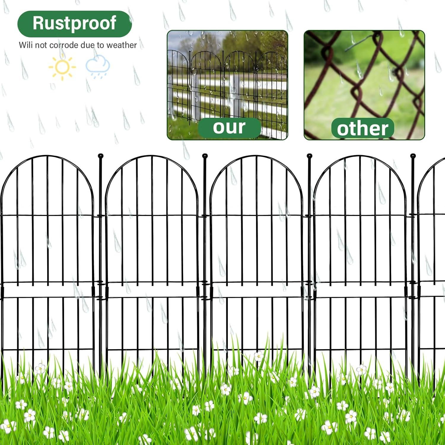 Valla Decorativa de Jardín Thrivinest 79cm x 3.05m Paquete 10