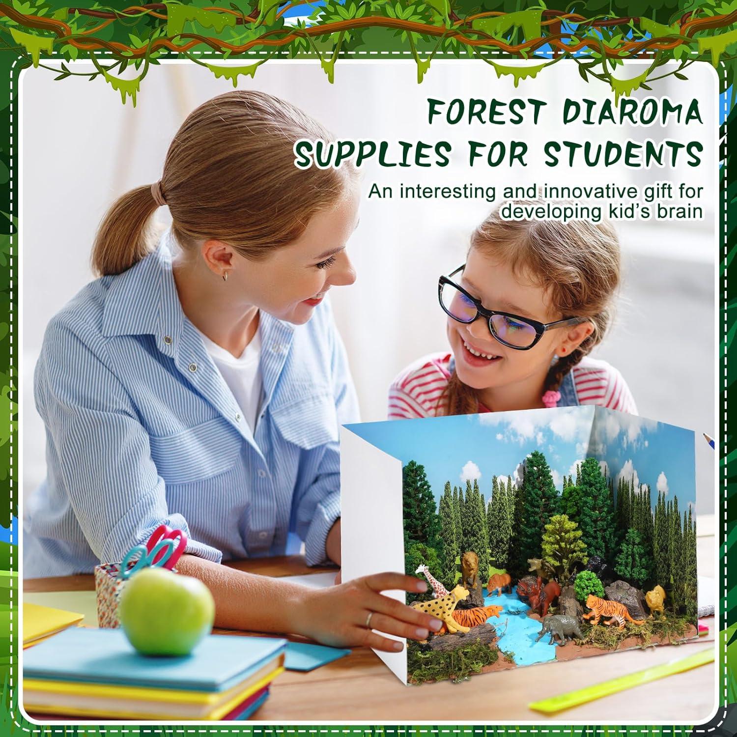 Kit Diorama Selva Tropical 55 Piezas Simgoing - Animales y Árboles