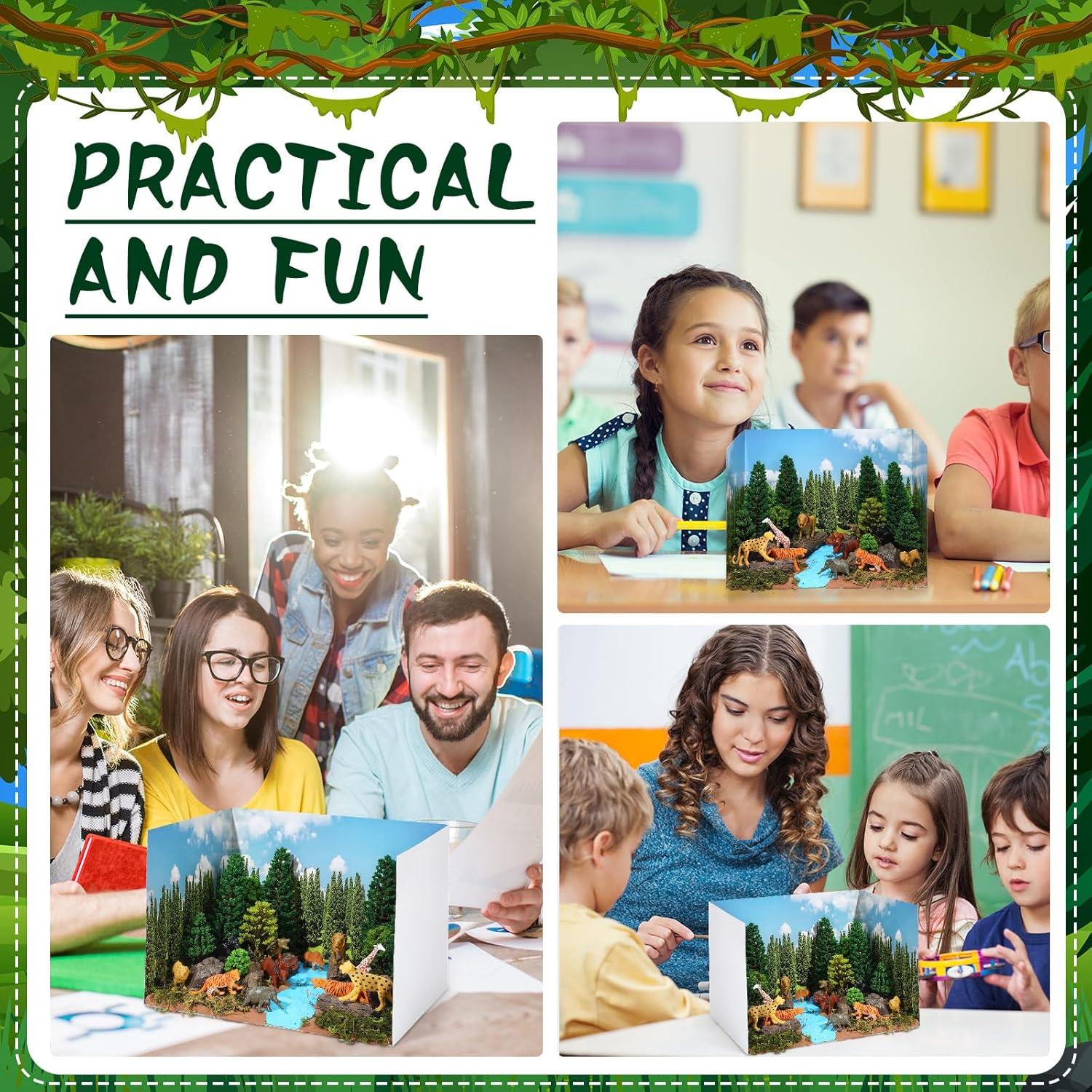 Kit Diorama Selva Tropical 55 Piezas Simgoing - Animales y Árboles