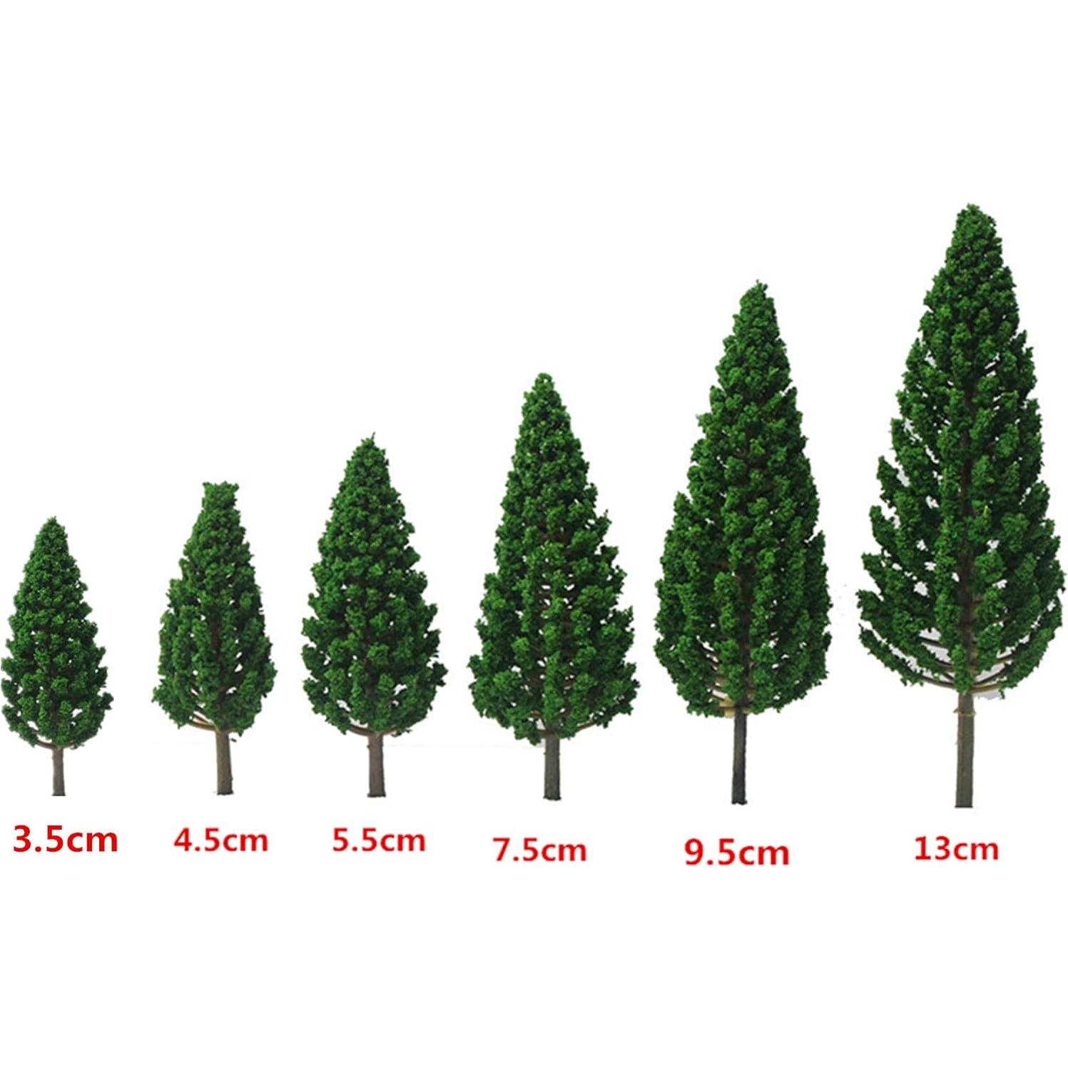 Jylucky 18pcs Árboles Modelo 3.5-13 cm Verde Miniatura Diorama