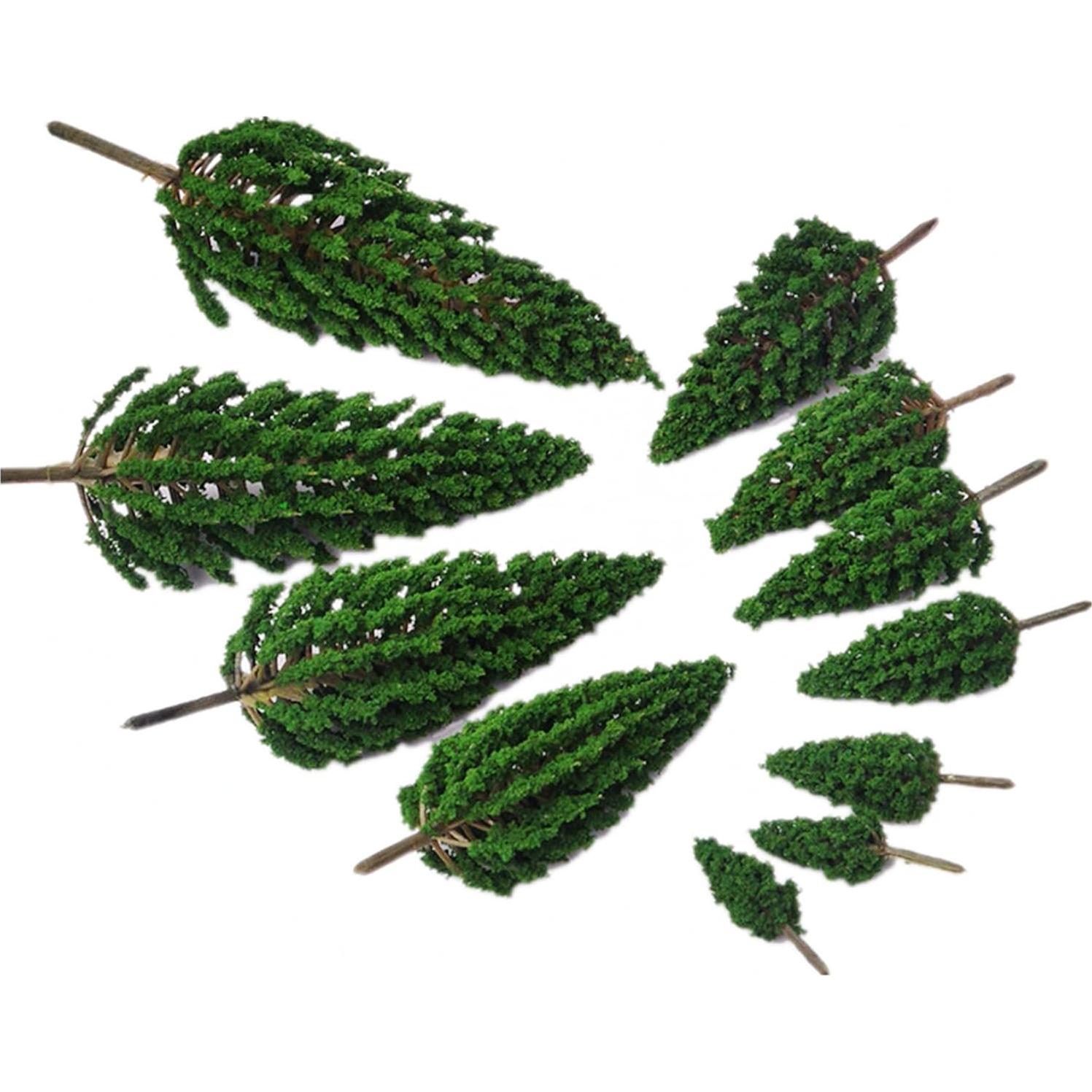 Jylucky 18pcs Árboles Modelo 3.5-13 cm Verde Miniatura Diorama