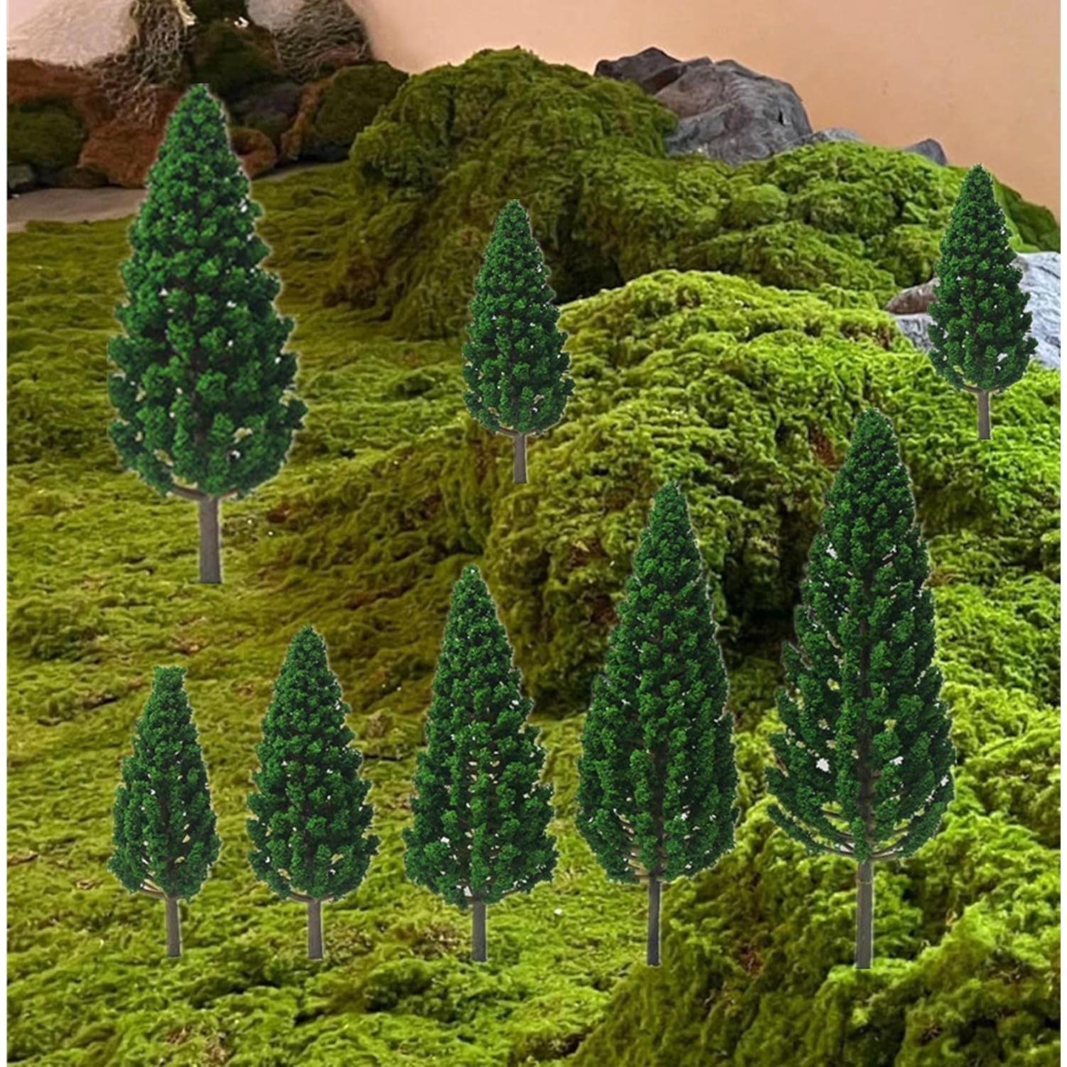 Jylucky 18pcs Árboles Modelo 3.5-13 cm Verde Miniatura Diorama